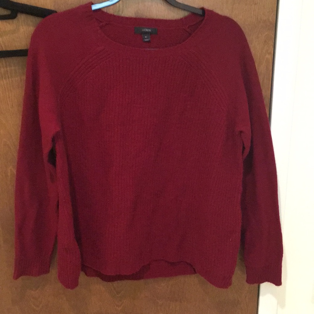J. Crew Maroon Wool Sweater with Leather